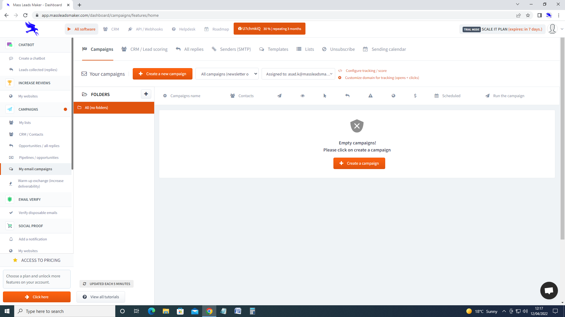 screenshot of Mass Leads Maker
